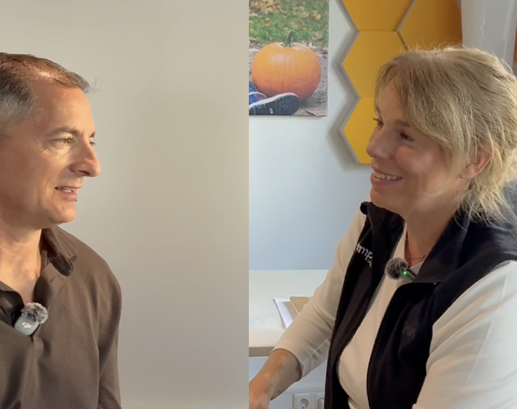 Jason Kitts and Jaclyn Schnau in conversation at Pumpkin Organics